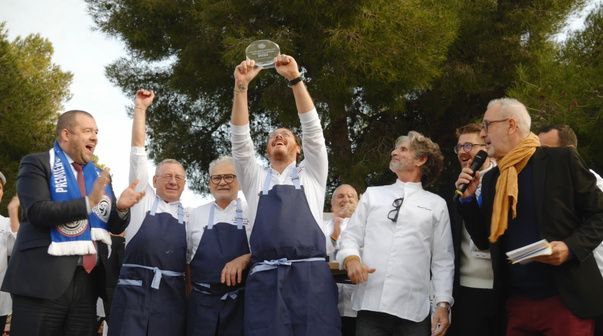The winners raise the French Championship trophy